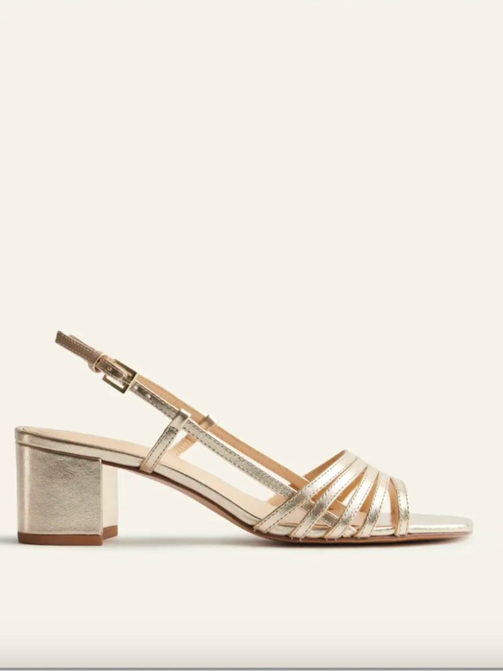 Reformation Eleonora Sling Back Block Heel Sandal Gold - 6.5